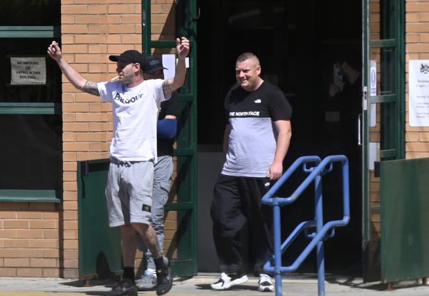 Oxford Mail: Steven Ellis and Shannon Power outside Swindon Magistrates' Court. Photo: Dave Cox.