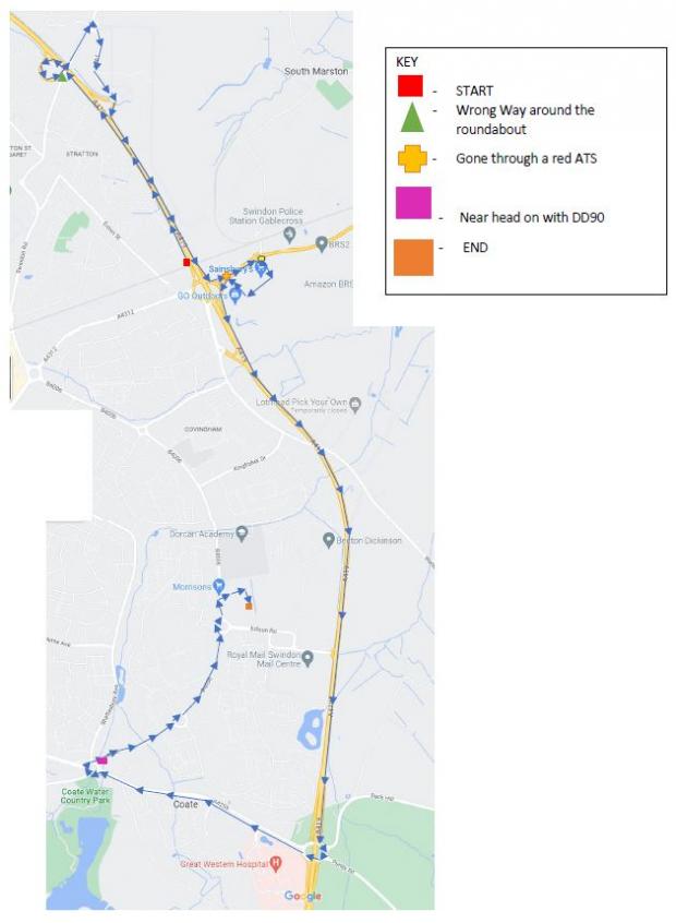 Oxford Mail: A map of the police chase