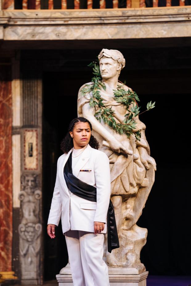 Oxford Mail: Anna Crichlow as Brutus. Picture: Helen Murray