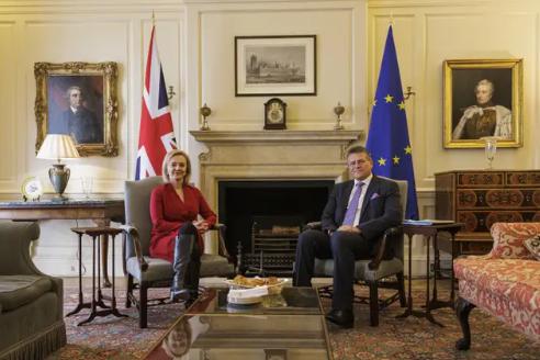 Oxford Mail: Foreign Secretary Liz Truss meeting European Commission vice-president Maros Sefcovic for talks in central London on the Northern Ireland Protocol (Rob Pinney/PA)