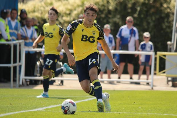Kyle Joseph makes a pass on his Oxford United debut Picture: Darrell Fisher
