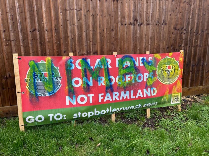 Oxfordshire solar farm campaigners have posters vandalised 