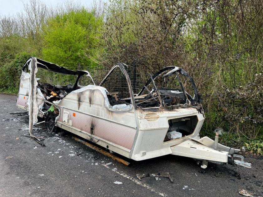 Oxfordshire caravan destroyed by fire after fly-tipping 