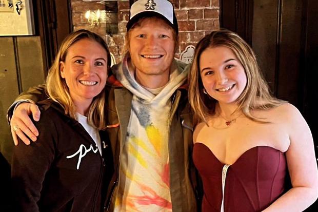 Claire and her daughter were stunned to see Ed Sheeran in their pub.