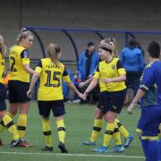 Oxford United Women celebrate scoring in their 32-0 win against Launton Ladies  Picture: Darrell Fisher