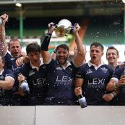 Oxford University celebrate with the trophy after beating Cambridge in the men’s Varsity Match Pictures: Mike Egerton/PA Wire