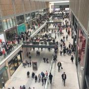 An aerial view of shoppers on the first day of the new Westgate Centre