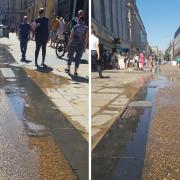 Water coming up from a drain in Cornmarket Street. Pictures: Matt Norman