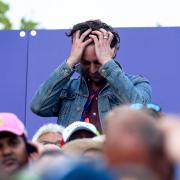 Felix White, shown here at the Cricket World Cup Final in 2019, presents Tailenders with Greg James and Jimmy Anderson. Picture: Robbie Stephenson/JMP.