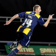 Asa Hall scores Oxford's first goal against Shrewsbury