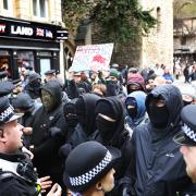 File image of 'anti-fascist' demonstrators in Cornmarket on Saturday Picture: ED NIX