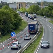 Motorists queuing on the A34