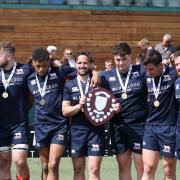 Oxfordshire celebrate back-to-back success at the Bill Beaumont County Championship. Picture: Andrew Condie