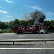 A34 vehicle fire and delays of up to 45 minutes