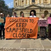 Students protesting outside Radcliffe Camera