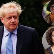 Boris Johnson and MP Layla Moran top right and MP Anneliese Dodds bottom right