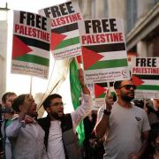 People take part in a Palestine Solidarity Campaign (Jordan Pettitt/PA)
