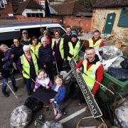Mark Brett (front right) and a team of volunteers completing a litter pick in Wallingford