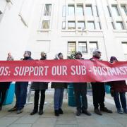 Protestors outside the Post Office Horizon IT inquiry (Kirsty O’Connor/PA)
