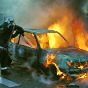 A stock image of a car fire