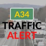 One lane closed after multi-vehicle crash on A34