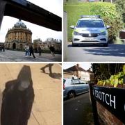From top left clockwise: Radcliffe Square, Crotch Crescent with police present, Crotch Crescent and the CCTV released by TVP