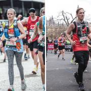 Kerry Lewendon and her brother, James Lewendon, running the marathon
