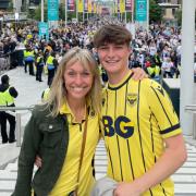 Michaela Strachan and her son at Wembley