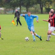 Steven Doyle (on the ball) netted for North Oxford Conservative Club against Checkendon