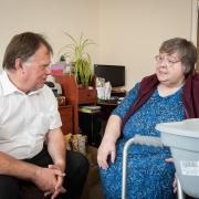Andrew Smith MP talks to constituent Jo Doherty, who was concerned how much more costly life is for disabled people following a report by the charity Scope earlier this year