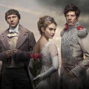 James Norton (right), Paul Dano and Lily James in War and Peace