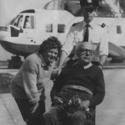 Mary Wilson greets John Betjeman in Scilly in 1981