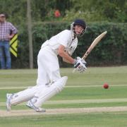 Olly Clarke plays the ball into the off side during his patient 39 for Oxfordshire Under 17s in their semi-final win over Leicestershire Picture: Steve Wheeler