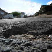 A large pothole in Knights Road, Blackbird Leys