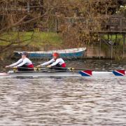 City of Oxford's Becky Coleman and Ellie Stubley on their way to winning the IM3 double sculls at Burway Head Picture: Luca Giachino