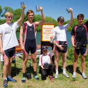 The victorious novice coxed four team from Abingdon School at the Reading Town Regatta. From left: Tom Graham, Toby Hindley, Ben Shaw, Samuel King and George Rich