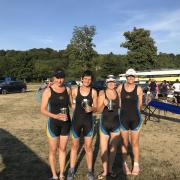 Falcon RC, winners of the Masters D quad at the Henley Town and Visitors Regatta (from left) Susie Smith, Naomi Sharma, Lil Cochrane and Camilla Scarf 		 Picture: Gemma Good