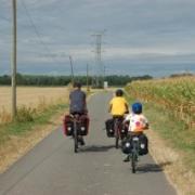 Alastair Weeks and family cycling in France