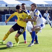 Marcus Browne holds off a challenge in Oxford United's draw at Bristol Rovers  Picture: David Fleming