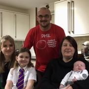Maizie Roase, 7, with her family (L-R) Morgan, Phil, Emily and Arlo