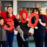 We are nearing 300 sign ups for the OX5 which is the biggest yet for this time of the year – on track for a record number of sign ups.patients and staff with their 300 numbers at the Children's hospital ( JR) Photograph by Richard Cave 01701.1