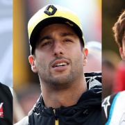 Haas driver Romain Grosjean, Renault's Daniel Ricciardo and Williams rookie George Russell Pictures: David Davies/PA Wire