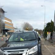 A motorist illegally parked on West Way in Botley