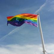 The rainbow Pride flag flies above Abingdon County Hall Museum Picture Andy Ffrench