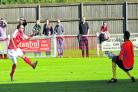 Morgan Williams fires home his spectacular winning goal against Maidenhead