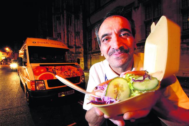Street trader Saeid Keshmiri pictured in 2009 with his kebab van outside Christ Church