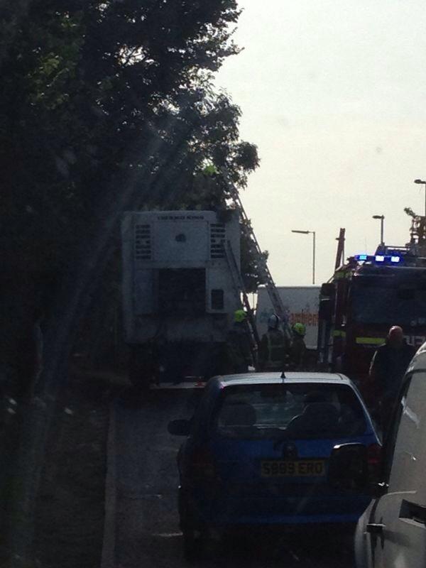 Lorry fire near Fresh Direct in Bicester. Picture tweeted by Ian Wild.