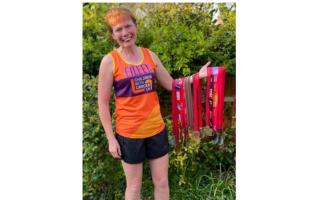 Eileen Naughton, a critical care worker at the John Radcliffe Hospital in Oxford, finished her  16th consecutive London Marathon.