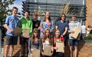 Pupils collecting their grades at Wallingford School