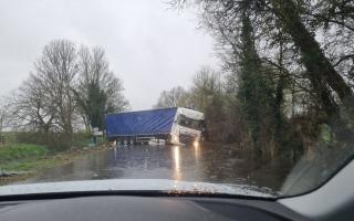 This lorry was stuck in the floods last week.